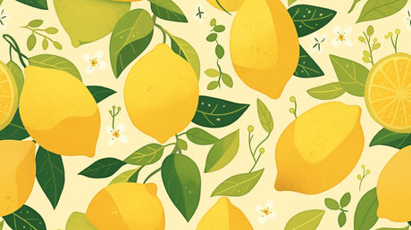 Lemon and leaf pattern design file showing detailed citrus fruit wall mural pattern