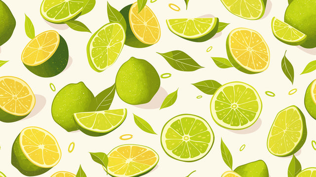 Bright Citrus Fruit Wallpaper creating a fresh vibe in a modern white kitchen with natural light streaming through windows