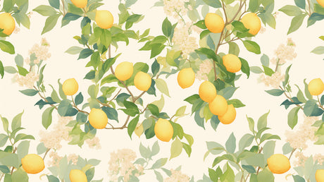 Lemon tree wallpaper design file showing detailed citrus pattern with blossoms and foliage
