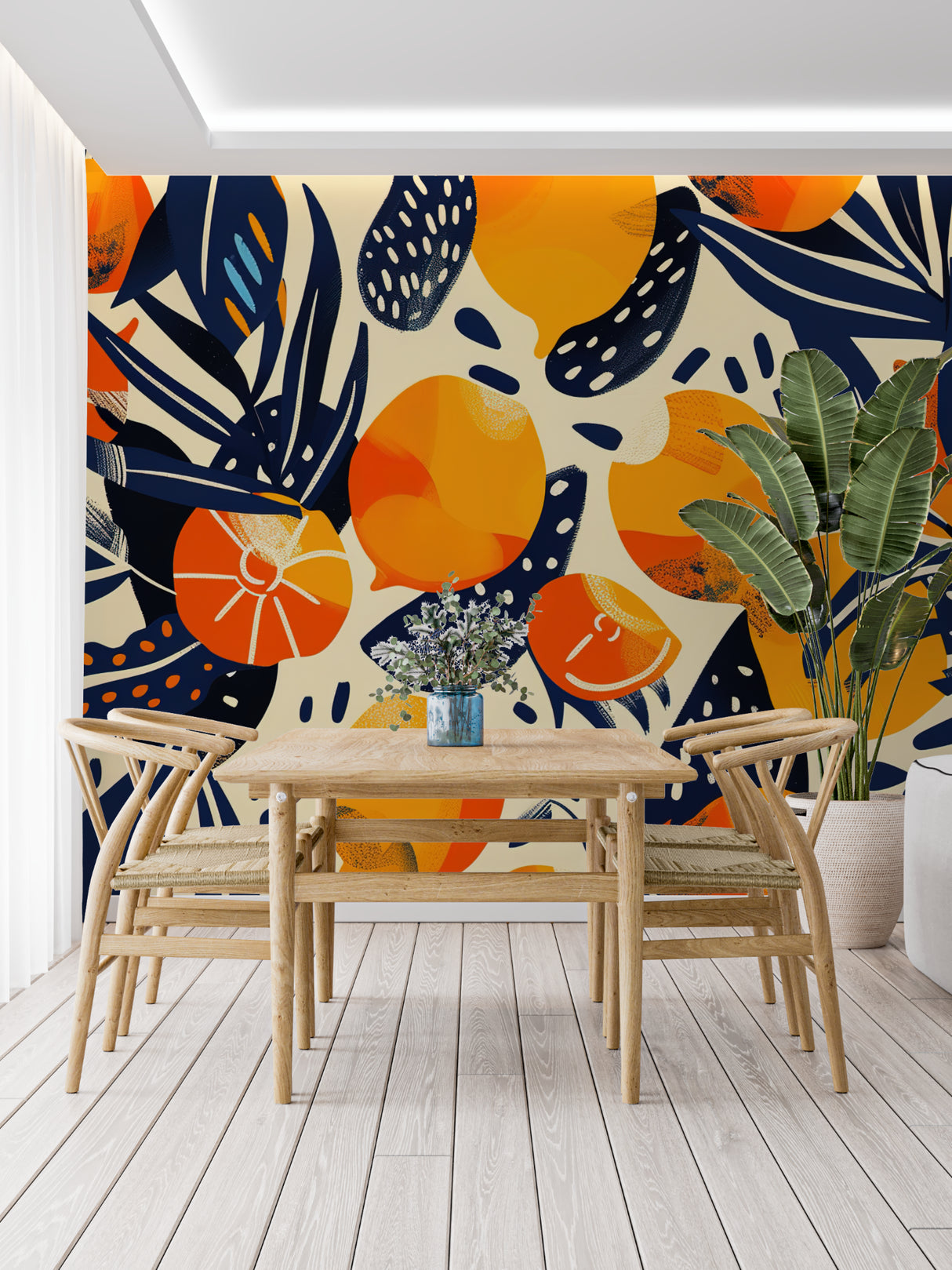 Fresh fruit wallpaper design making a stylish impact in breakfast nook