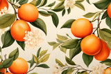 Citrus orange blossom wallpaper design file showing detailed fruits and blossoms on cream background