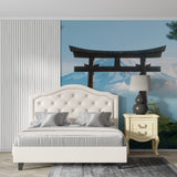Car wall mural in contemporary home office with city backdrop