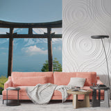 Urban car wallpaper creating focal point in living room setting