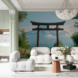 Sports car mural installation in modern gaming room with city views