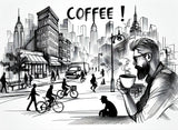 Black and white comic city design file showing detailed urban illustration pattern