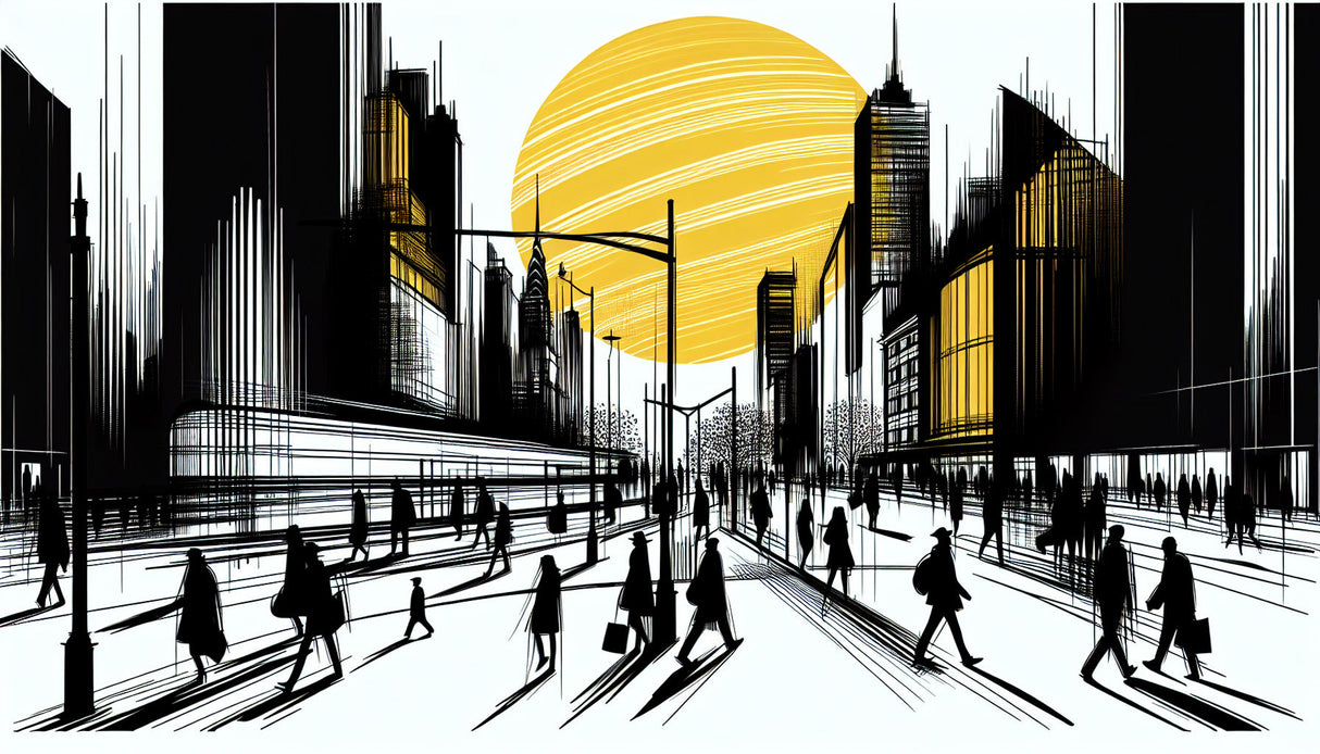 Urban skyline wallpaper design file showing detailed black and gold pattern