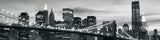 Black and white New York skyline design file showing detailed Manhattan architecture and bridge elements
