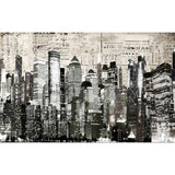 Black and white city skyline wallpaper design file showing detailed urban architecture pattern