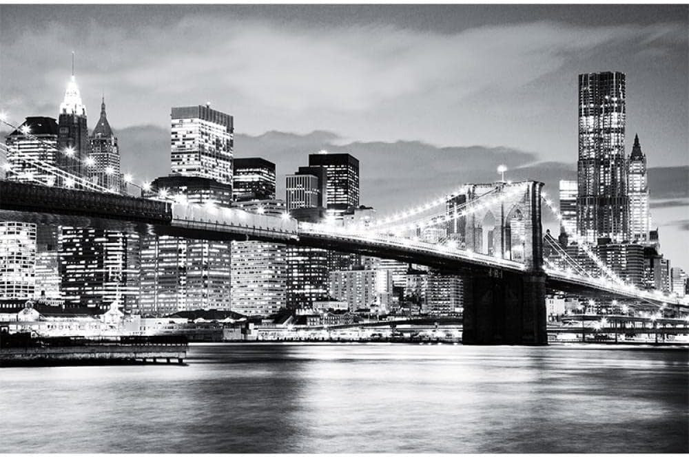 Brooklyn Bridge black and white panorama design file showing detailed architectural elements