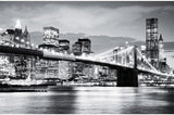Brooklyn Bridge black and white panorama design file showing detailed architectural elements