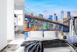 Manhattan bridge wall mural brightening contemporary home office