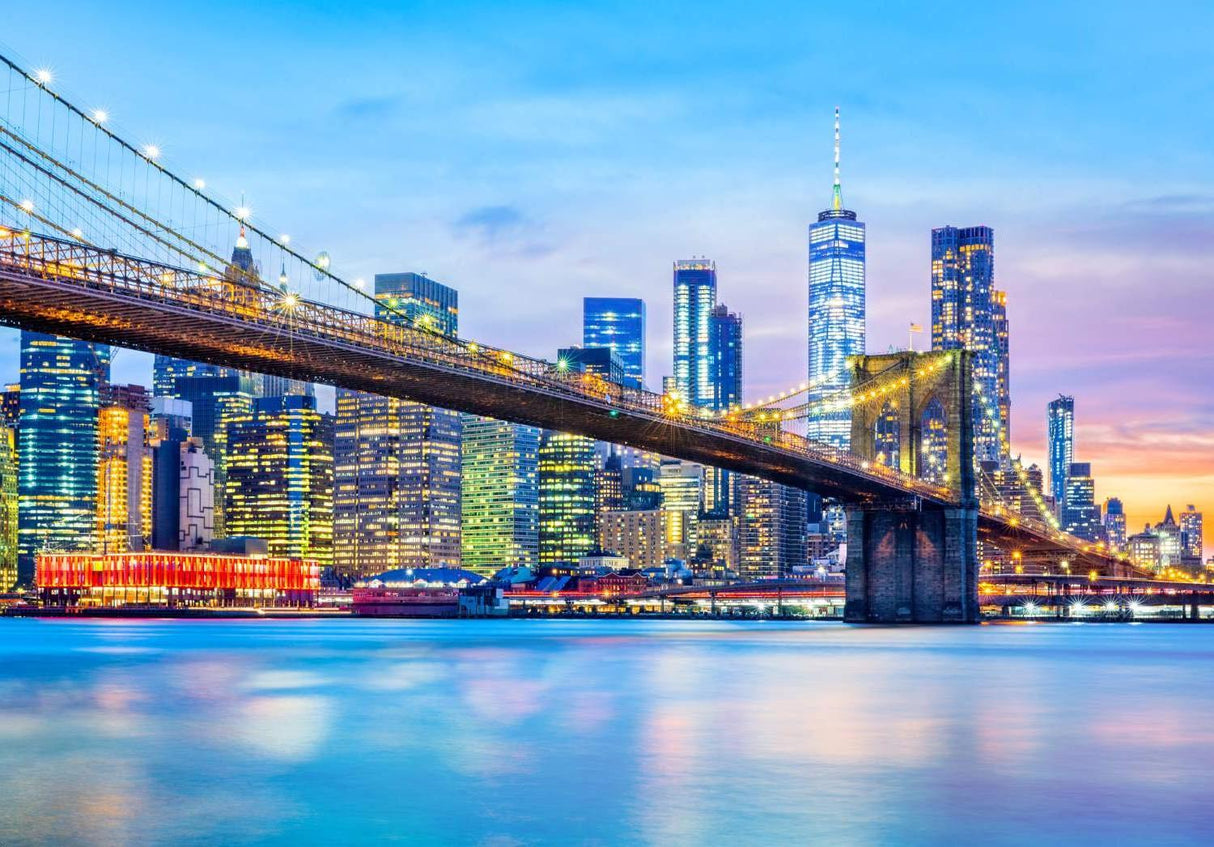 Brooklyn Bridge night design file showing detailed city lights and water reflections