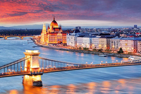 Budapest sunset panorama design file showing detailed cityscape pattern