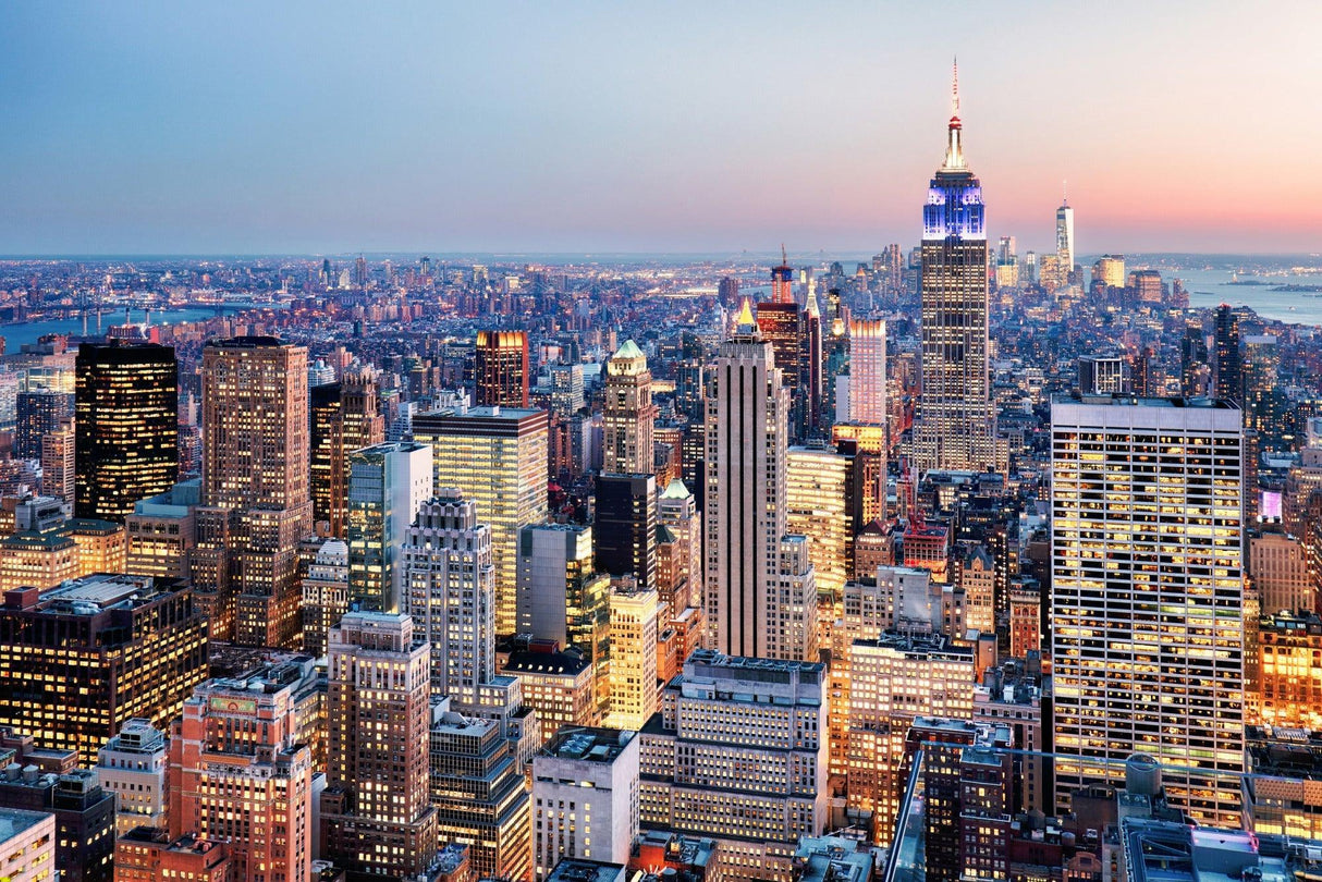 New York cityscape design file showing detailed sunset skyline pattern and color variations