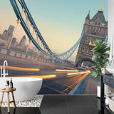 Tower Bridge wall mural showcased in a home office setting, bringing London's iconic architecture to life