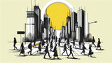 Urban silhouettes with yellow sun design file showing detailed architectural pattern and minimalist style