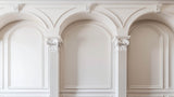 Design file of white Corinthian columns and arches pattern on neutral background