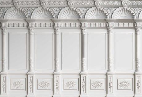 Classical wall mural design file showing detailed white architectural pattern