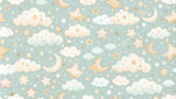 Cloud and star wallpaper design file showing detailed pattern of floating clouds and twinkling stars