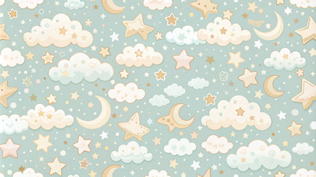 Cloud and star wallpaper design file showing detailed pattern of floating clouds and twinkling stars