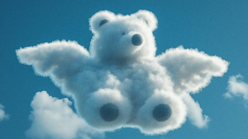 Flying bear cloud pattern design file showing detailed fantasy sky mural artwork