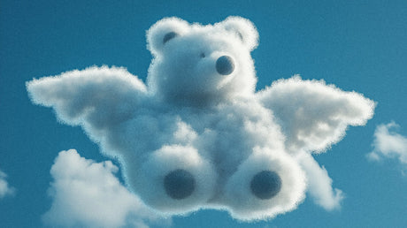 Flying bear cloud pattern design file showing detailed fantasy sky mural artwork