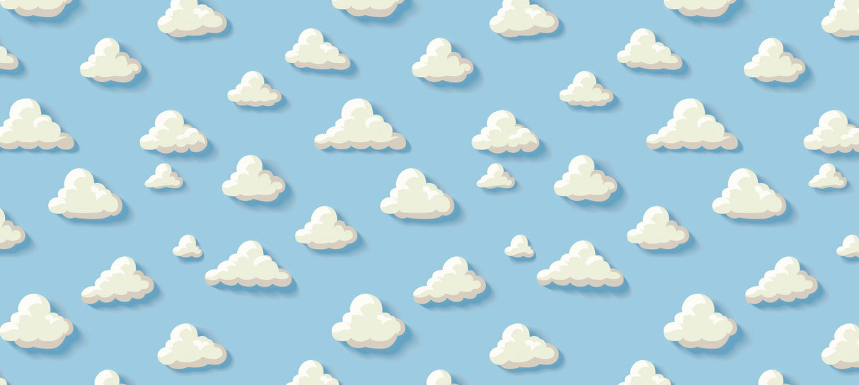 Cloud wallpaper design file showing detailed floating clouds pattern on blue sky background