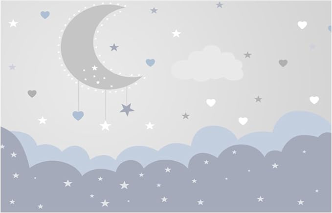 Cloud nursery wallpaper design file showing detailed moon, stars and gentle cloud pattern