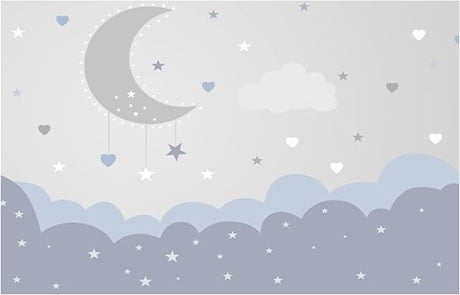 Cloud nursery wallpaper design file showing detailed moon, stars and gentle cloud pattern