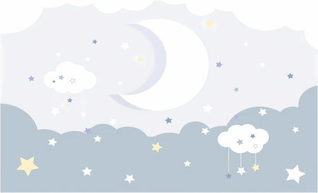 Night sky wallpaper design file showing detailed moon, stars and cloud pattern