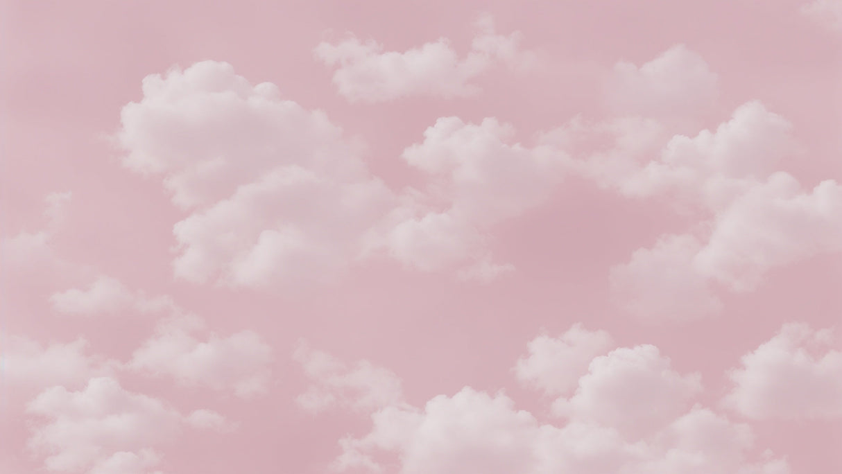 Pink cloud wallpaper design file showing delicate white clouds floating on a rose-pink sky