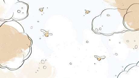 Cloud and bee pattern design file showing delicate line work and soft color palette