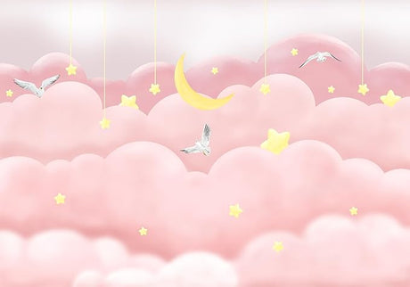 Pink cloud wallpaper design file showing detailed moon, stars, and cloud pattern