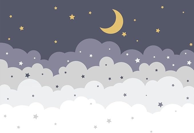 Cloud and star pattern design file showing detailed night sky mural with dreamy clouds and golden stars