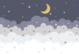 Cloud and star pattern design file showing detailed night sky mural with dreamy clouds and golden stars