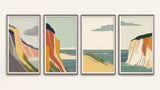Abstract coastal landscape design file showing warm terracotta cliffs and sage-green waters