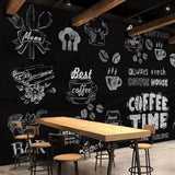 Cafe wall mural creating cozy atmosphere in dining room space