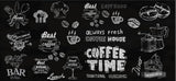 Coffee house chalkboard design file showing detailed black and white pattern