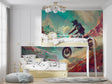 Comic book wallpaper bringing vibrant energy to a modern teen bedroom with gaming setup