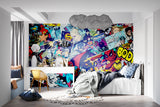 Action hero wallpaper displayed in a home office, adding energy to the workspace