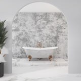 Grey concrete wall mural adding texture to a contemporary bathroom design