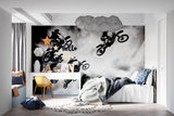 Celestial wall mural bringing starry night beauty to a home office