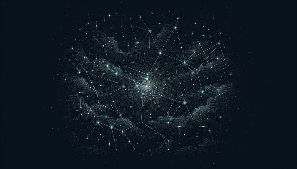 Star map wallpaper design file showing intricate constellation patterns on deep navy background