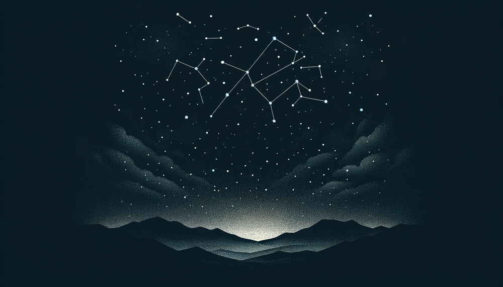 Constellation mural wallpaper design file showing detailed star map and mountain range pattern