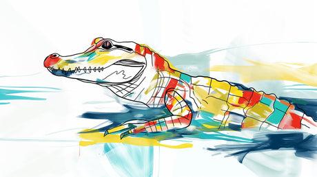 Watercolor Crocodile Wallpaper design file showing vibrant turquoise and coral pattern