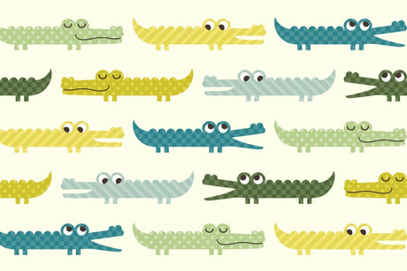 Geometric crocodile pattern design file showing full repeat and color details