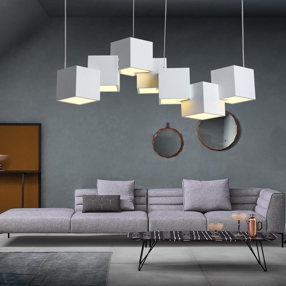 Modern LED Pendant Light  Geometric Cube Design - Detailed view