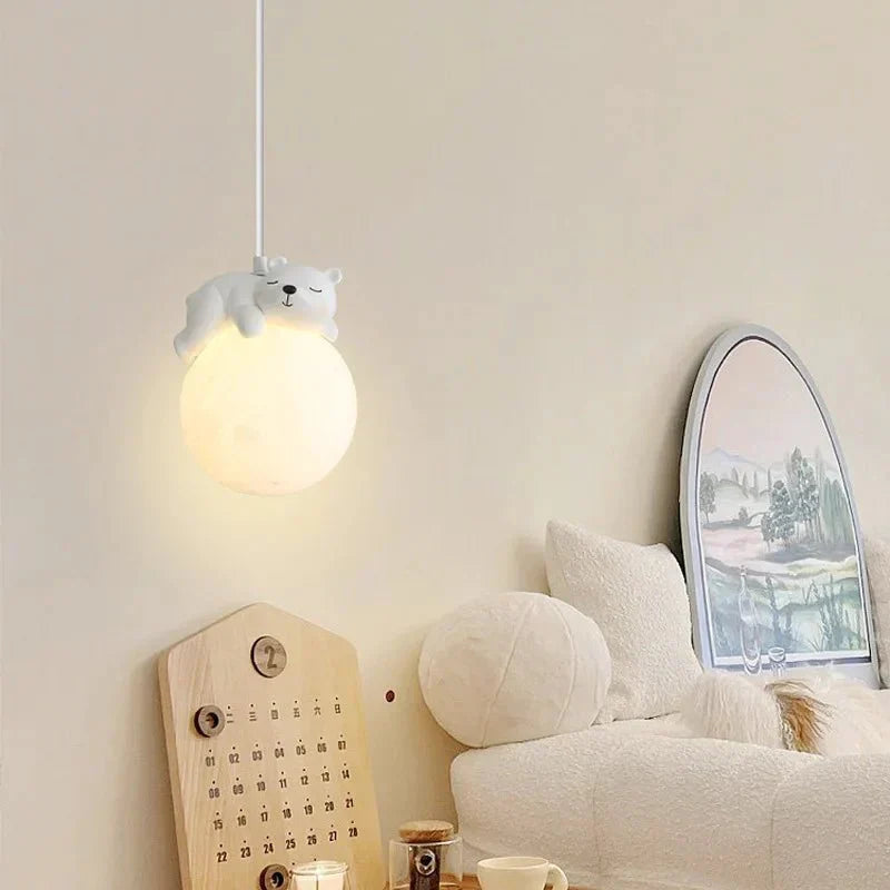 Childrens Moon Pendant Light  Sleeping Animal Design - Product detail 11