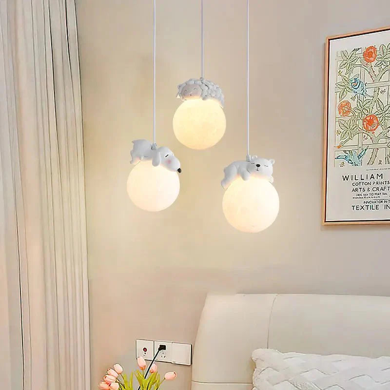 Childrens Moon Pendant Light  Sleeping Animal Design - Product detail 6