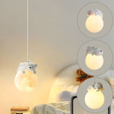 Childrens Moon Pendant Light  Sleeping Animal Design - Detailed view